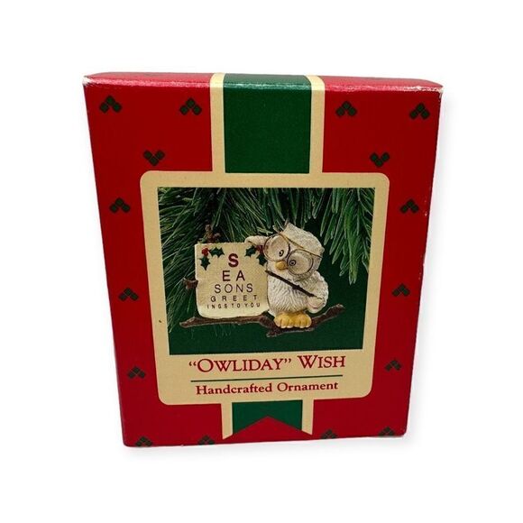 Hallmark Handcrafted Ornament "OWLIDAY" Wish 1987 QX455-9 - Picture 1 of 10